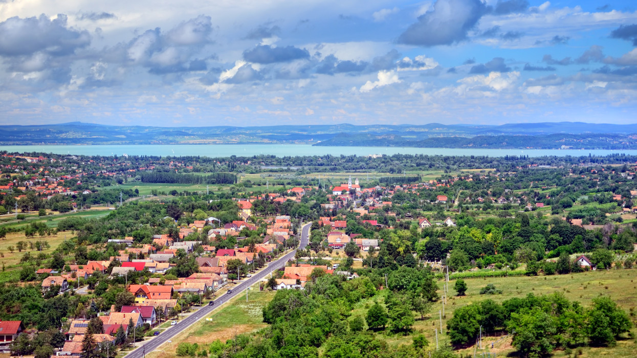 Scenic view of the Lake Balaton, Hungary. Composite photo