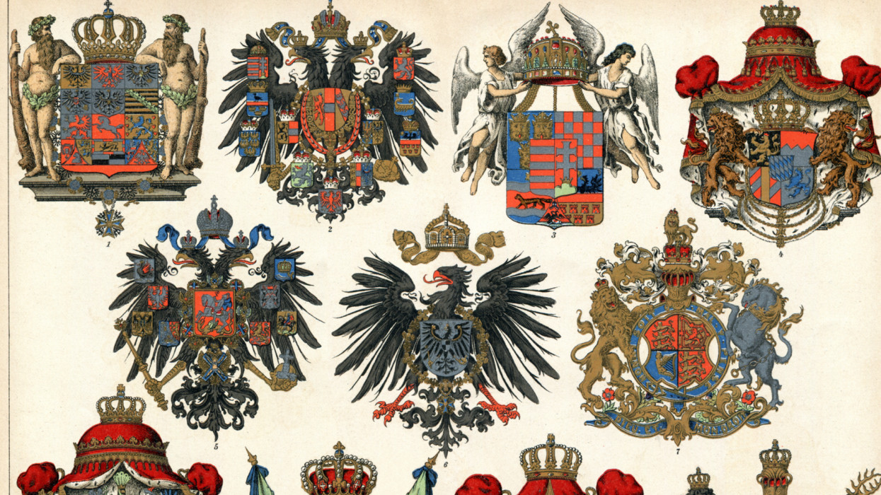 1. Prussia 2. Austria 3. Hungary 4. Bavaria 5. Russia 6. German Empire 7. Great Britain and Ireland 8. Saxony 9. Empire Italy 10. Empire Spain 11. Empire WÃ¼rttembergOriginal edition from my own archivesSource : Brockhaus 1895