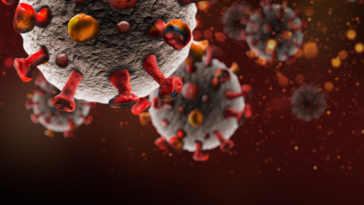 Viral Infection. Virus Close-up. Microbiology And Virology Concept - 3d.