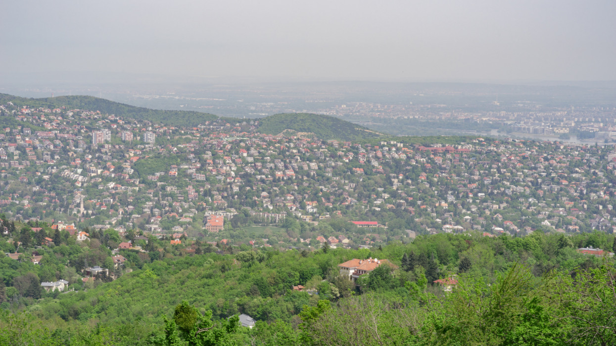 An elevated capture of the Buda Hills in Budapest.