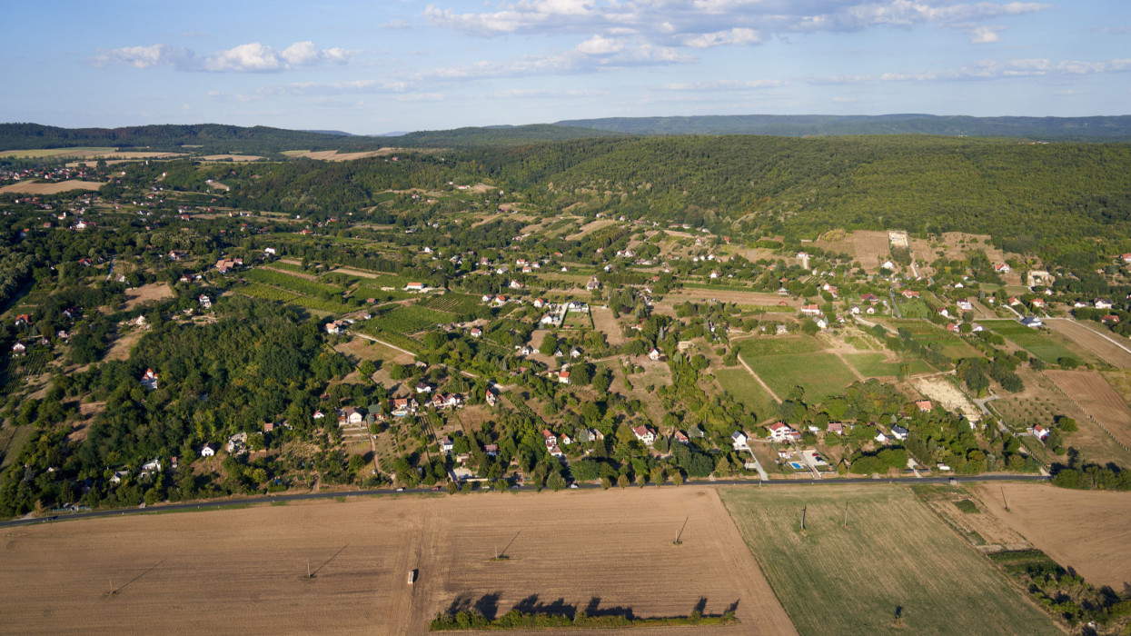 An aerial shot of the Cserszegtomaj Village in Zala, Hungary