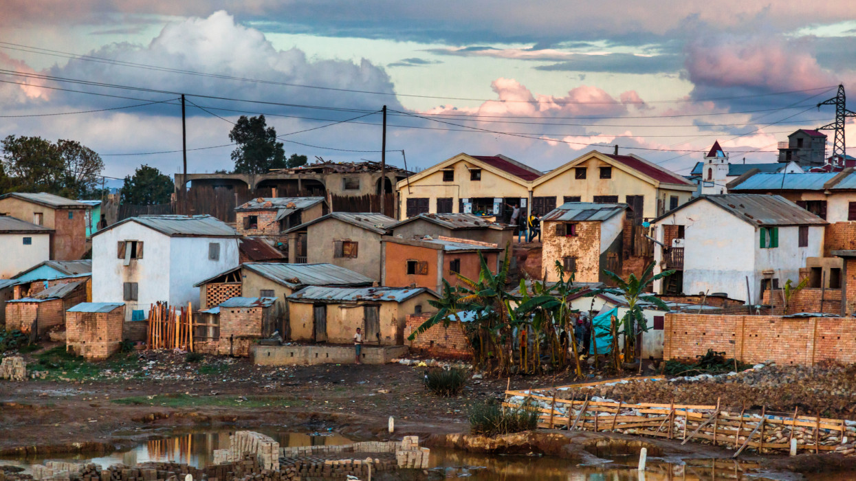 Run down buildings in the capital city of Madagascar, Antananarivo