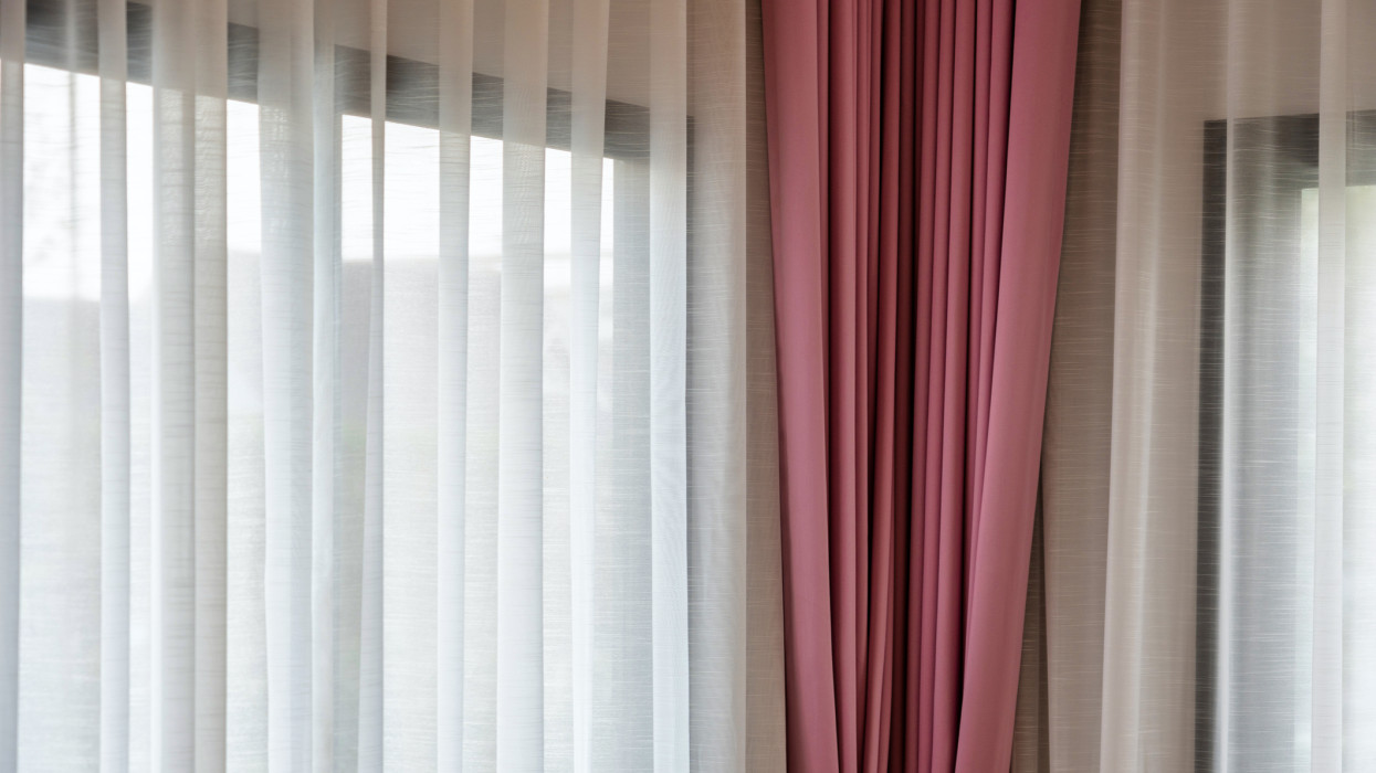 Pink Curtain with Window