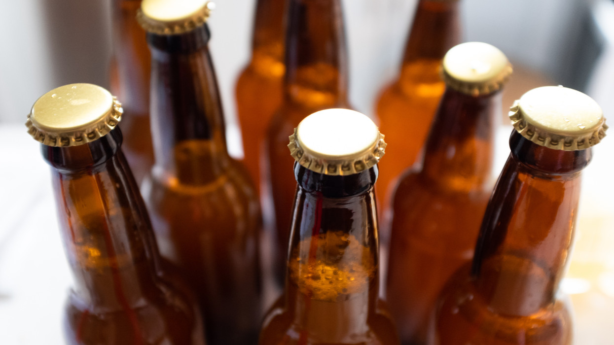 Beer bottles for home-brewed beer.