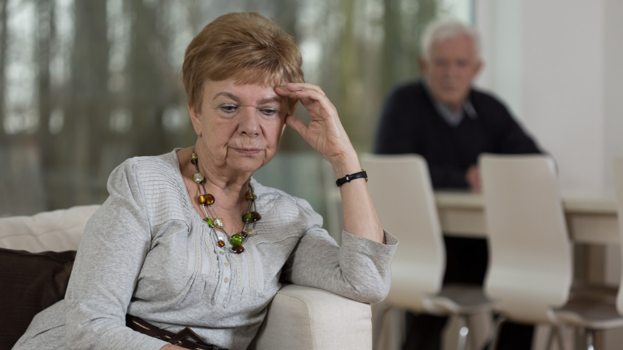Elderly and sad couple cannot agree nevermore senior