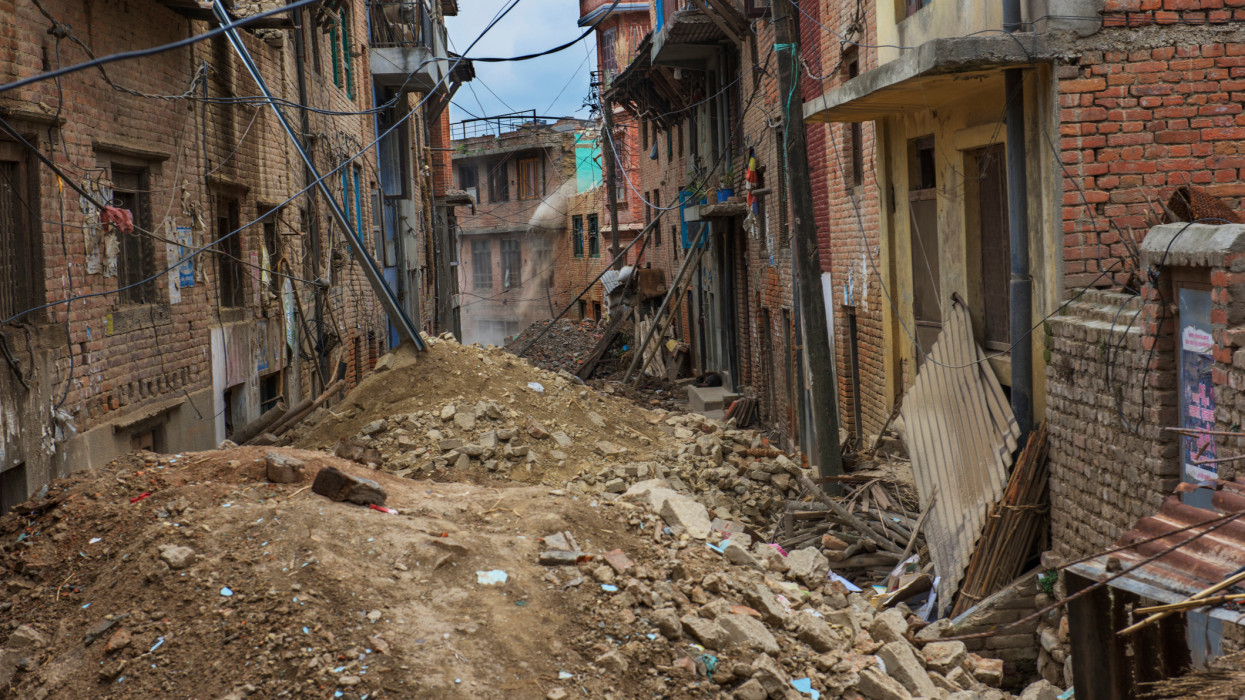 Nepal, Kathmandu, Khokana village that was basically destroyed in earthquake damage.
