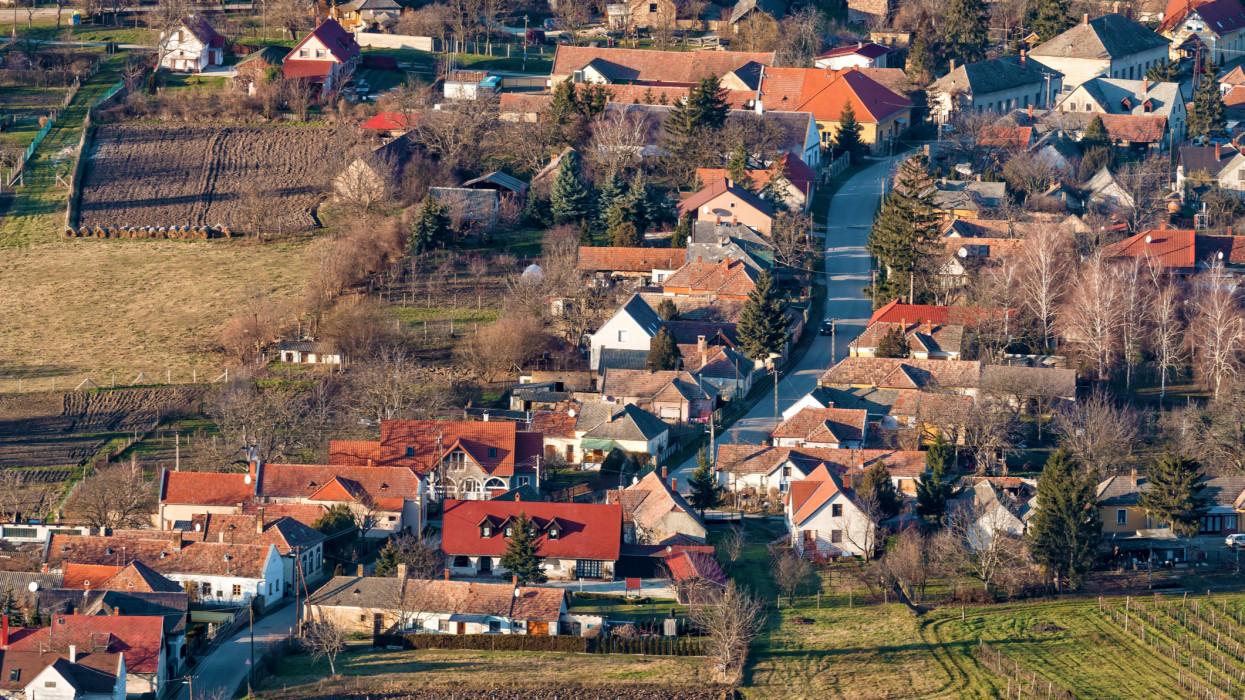 Plan  view over Hungarian village