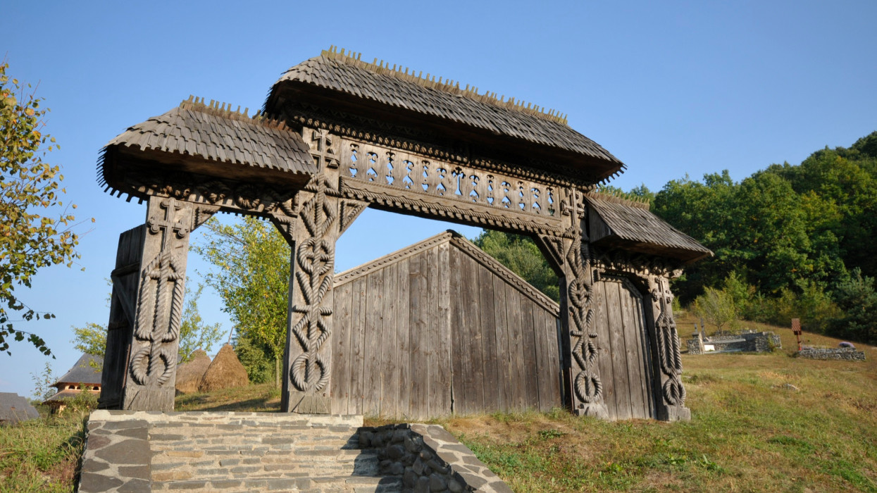 traditional wooden gate in Maramures, Romania