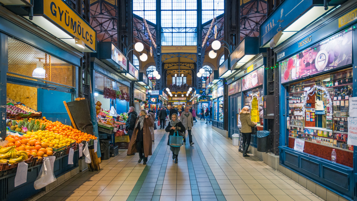 Budapest Central Market in a christmas morning, December-21-2016