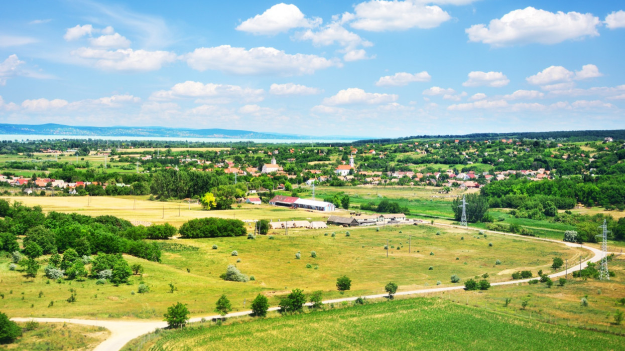 Hungarian Rural Landscape with the Lake Balaton on background