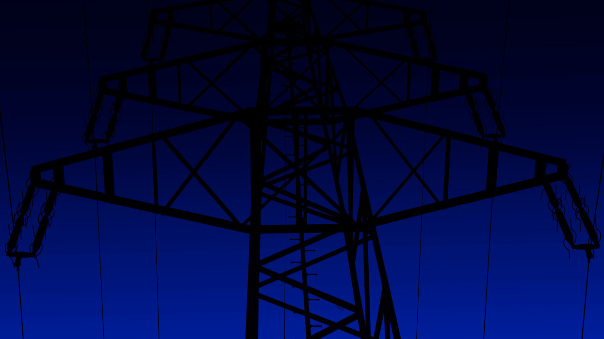 An Abstract and Surrealistic representation of an electricity pylon, shot in Dusseldorf, Germany, in early January, 2021