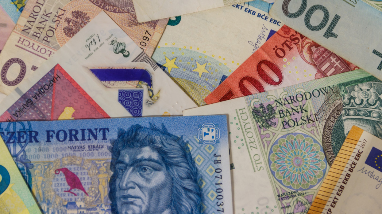 Background of currencies from different european countries