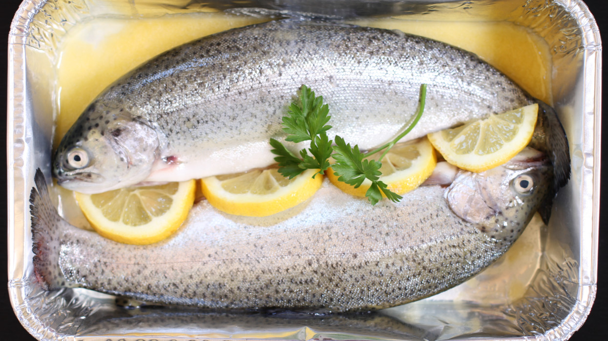 this is a before picture. trout with lemon and parsley in butter. easy to make, light and delicious.