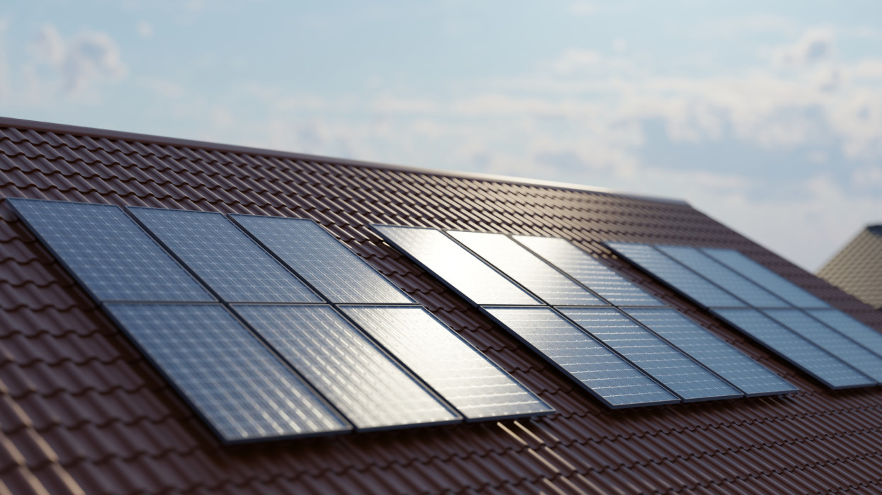 Solar panels on household roof