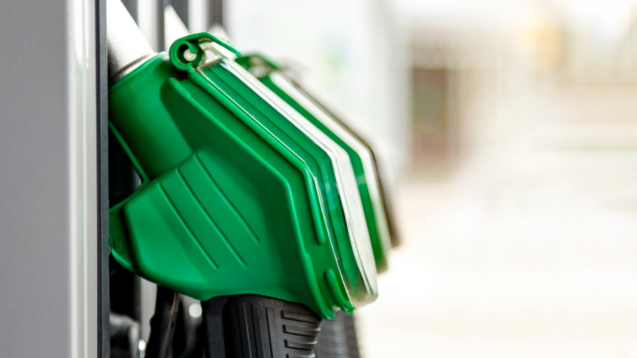 Close up shot of gas station fuel pump nozzles