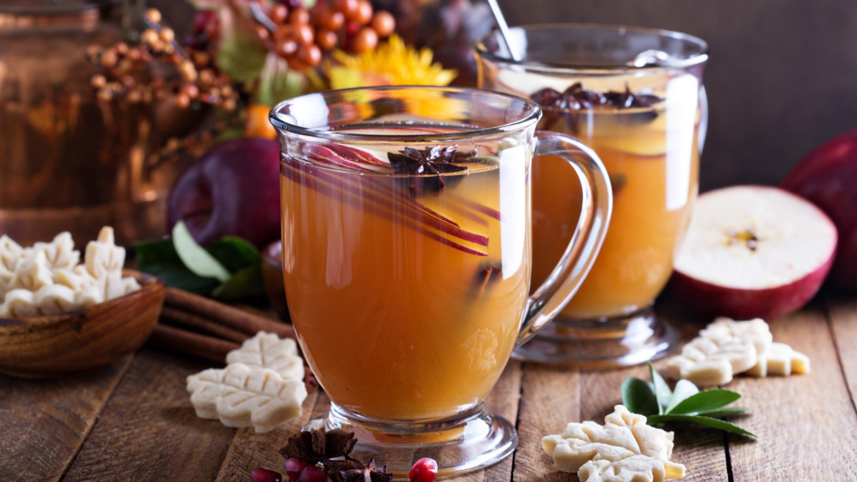 Warm apple cider with star anise and cardamom