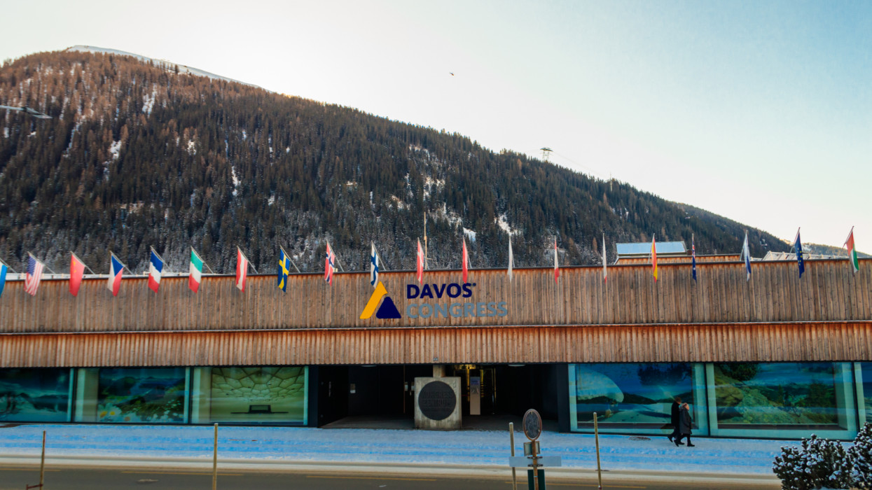Davos, Switzerland - December 8, 2022: Davos Congress Centre where prestigious annual World Economic Forum takes place in Switzerland