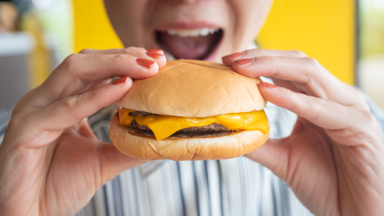 A cheeseburger is a hamburger topped with cheese.