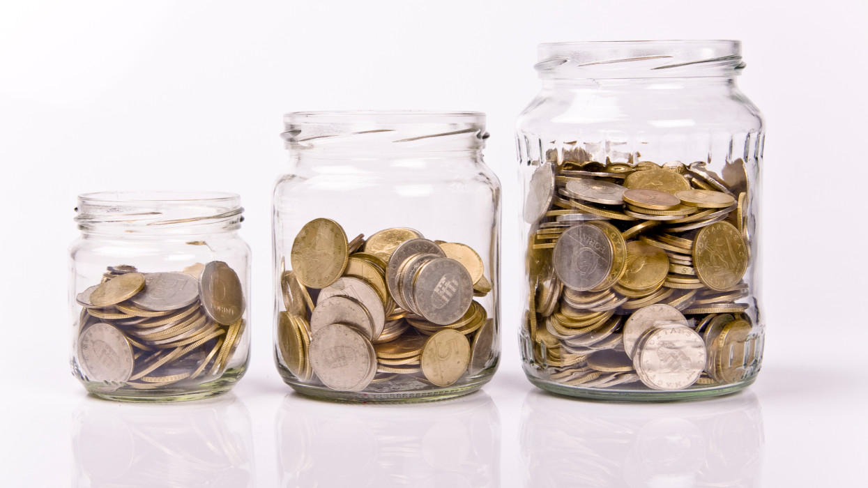 Saving money concept forint coins