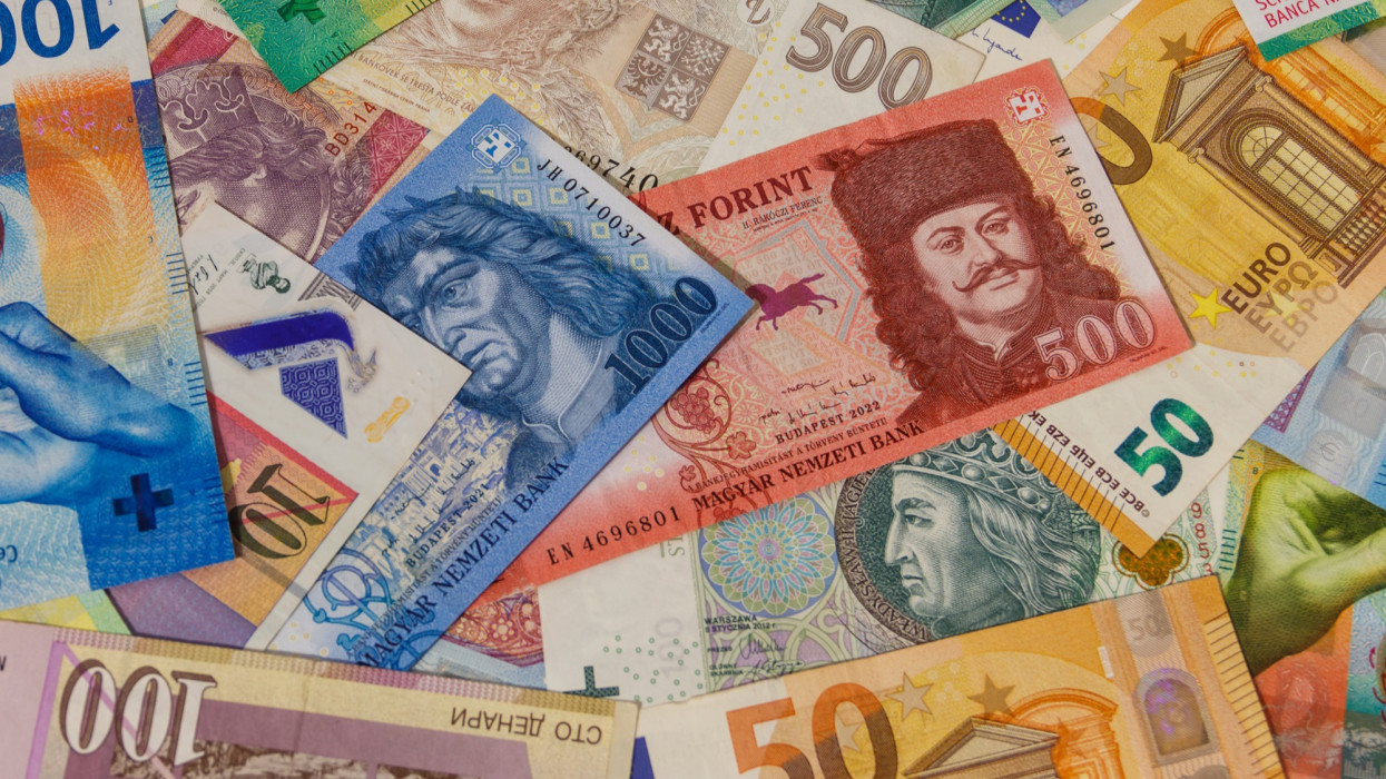 Background of currencies from different european countries