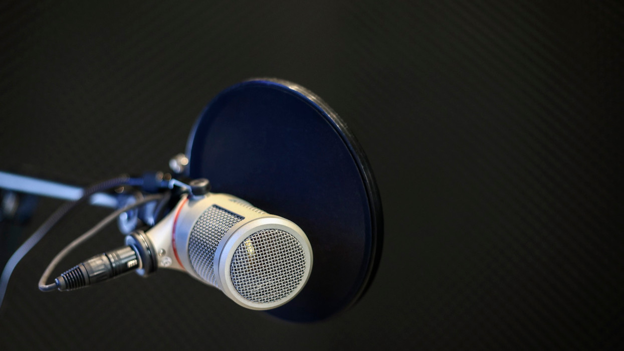 Microphone in a recording studio or a radio, perfect for backgrounds.