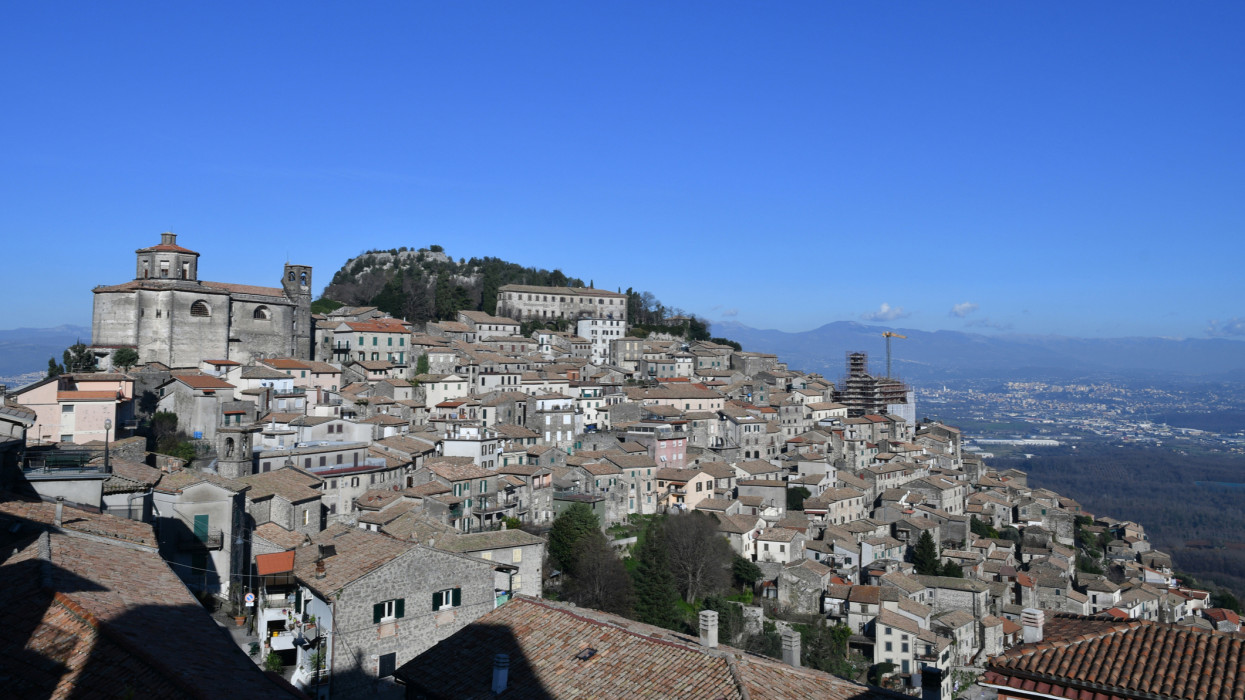 Panoramic view of  a medieval village in the province of Frosinone.