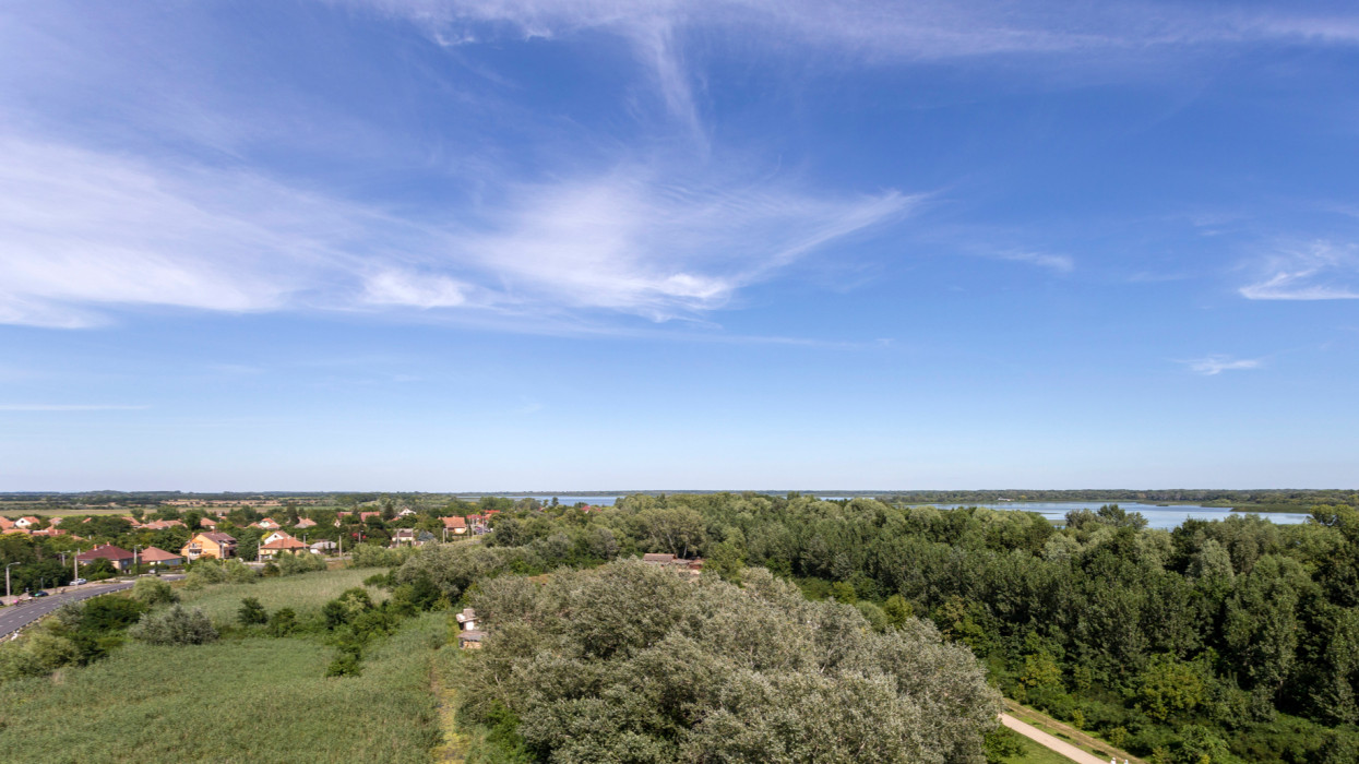 View of the lake Tisza from the lookout tower of the Lake Tisza Ecocentre in Poroszlo, Hungary