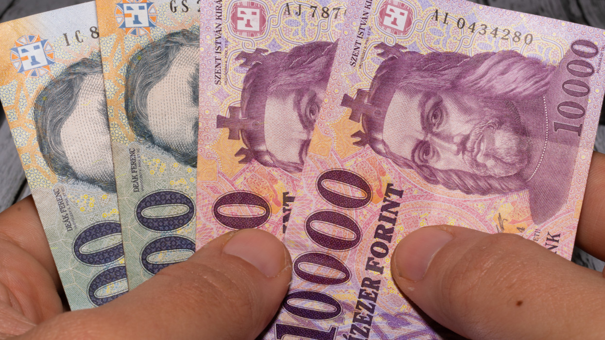 Hungarian banknotes in a hand forint