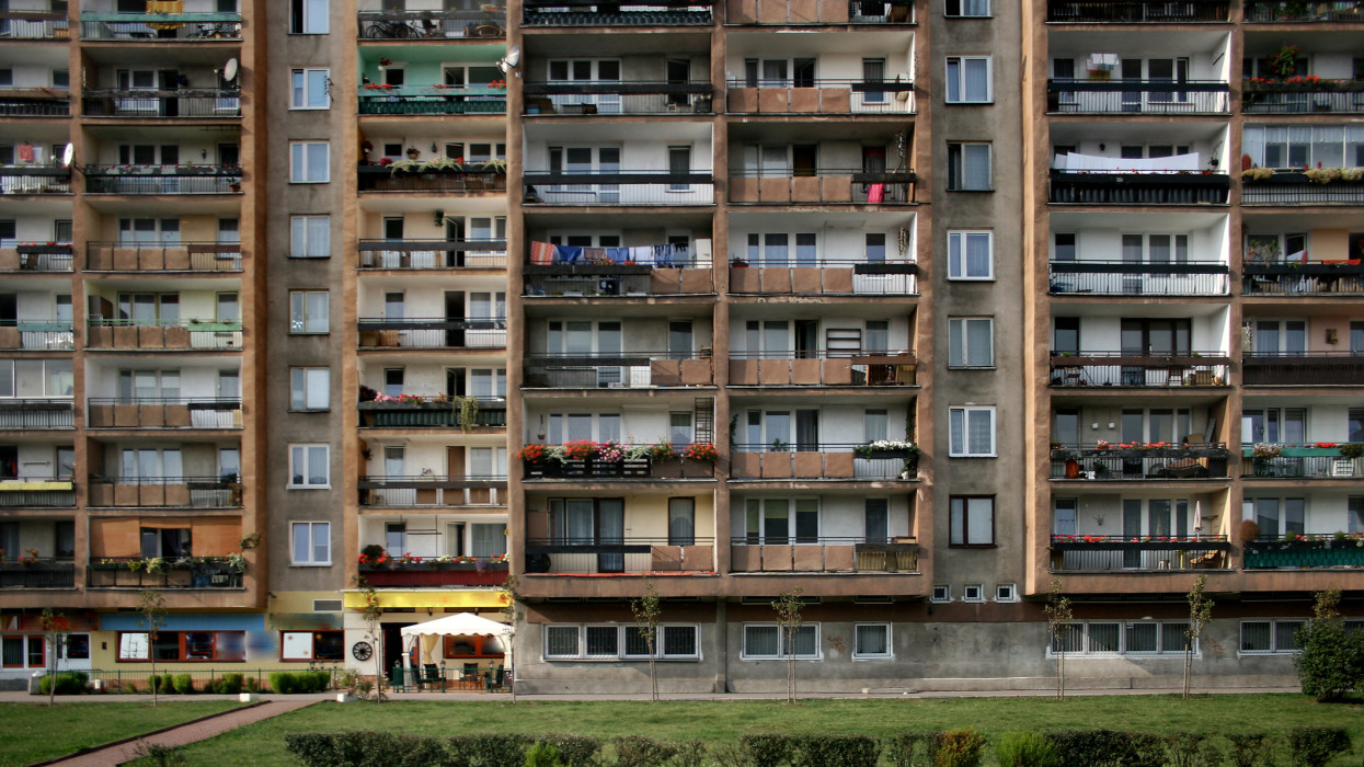 Szocialista lakásépítési projekt Varsóban, Lengyelországban