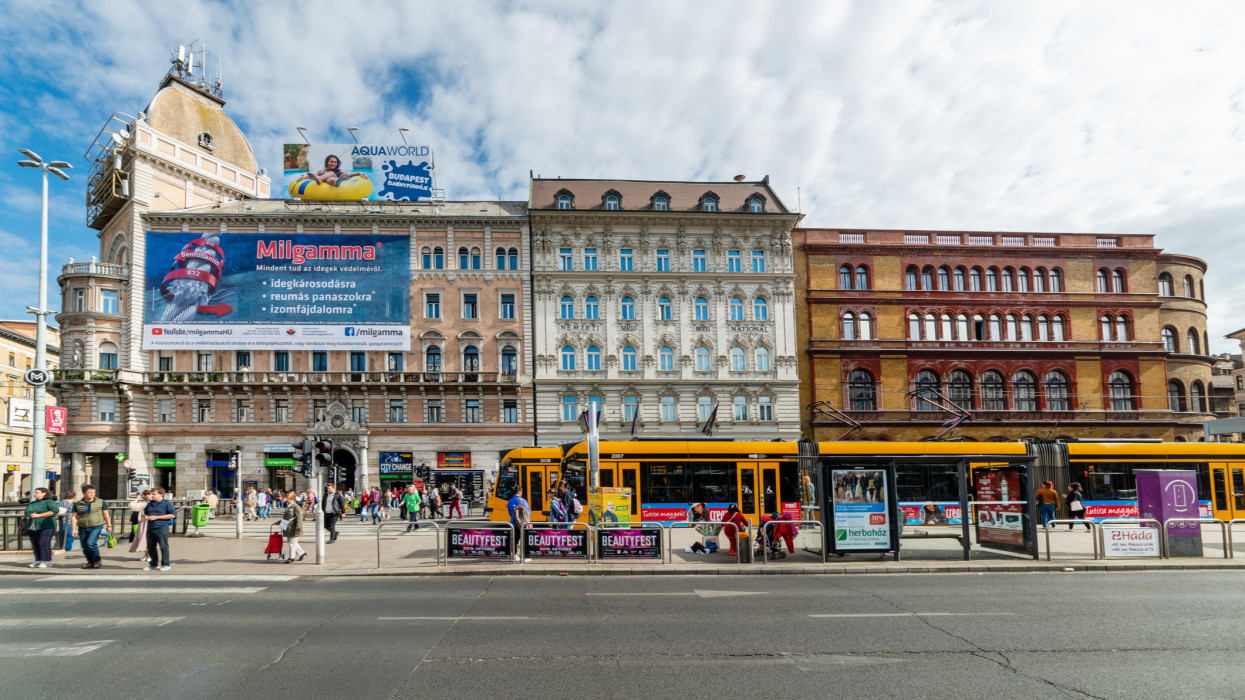 Budapest, Hungary - October 01, 2019: Grand Boulevard (NagykÃ¶rÃºt: hungarian) is one of the most central and busiest parts of Budapest, a major thoroughfare built by 1896, Hungarys Millennium.