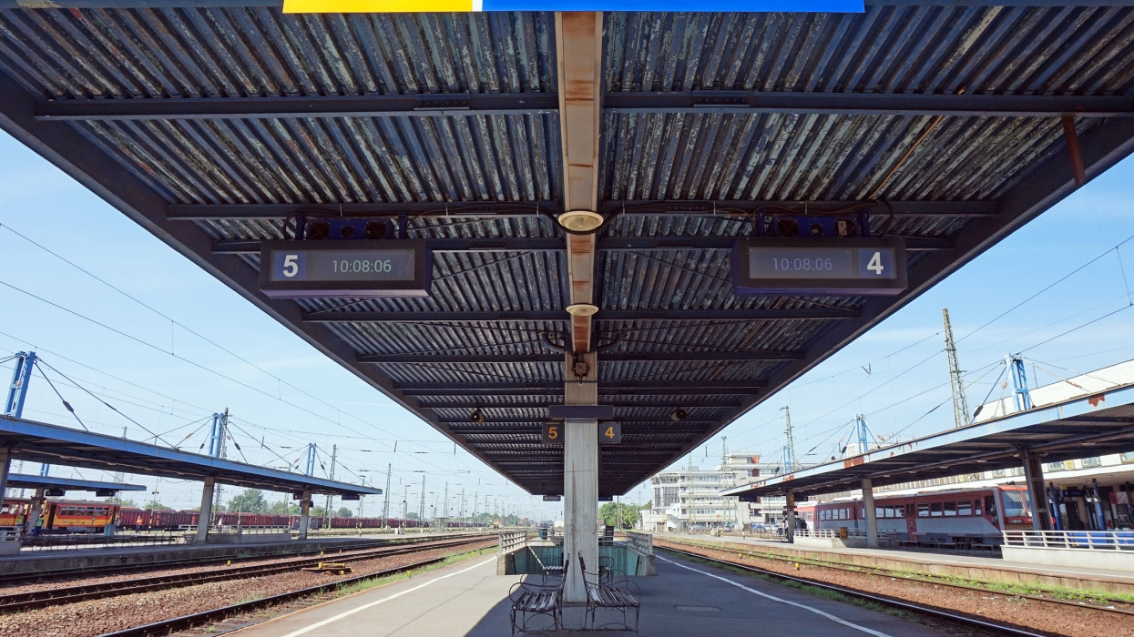 Railway station platform train hungary