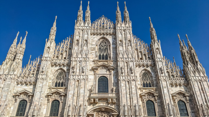 Facade of Duomo Cathedral in Milan, Milan, Lombardy, Italy