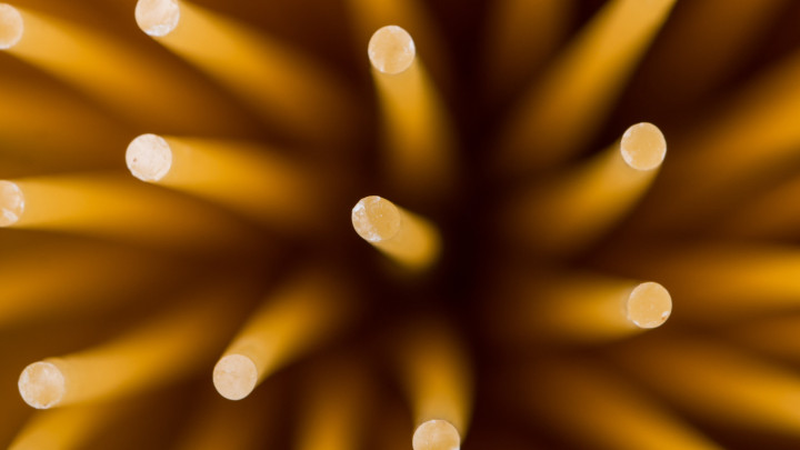 Spagetti tészta makro felülnézetből