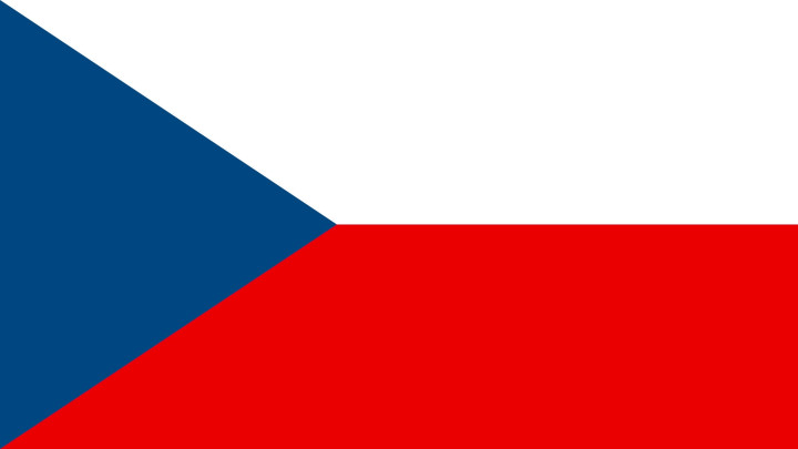 The flag of the Czech Republic features two horizontal stripes - white on top and red on the bottom - with a blue isosceles triangle extending from the left side toward the center. Its a simple yet distinctive design that represents the nations history and symbolism. Czechia